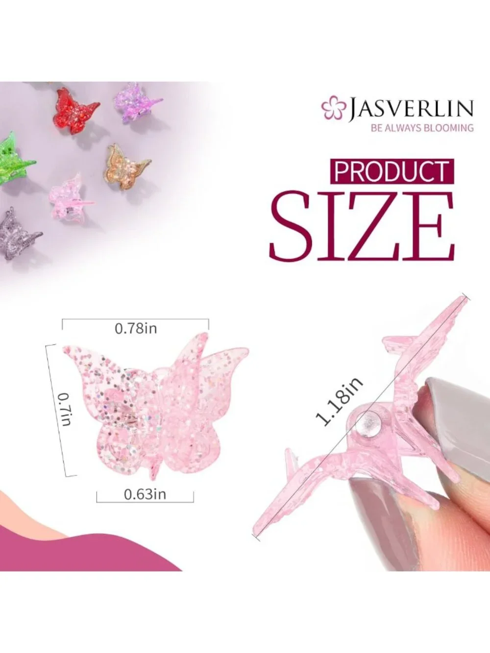 Glitter Butterfly Hair Claw Clips - Y2K Hair Accessories Set of 50 Pcs